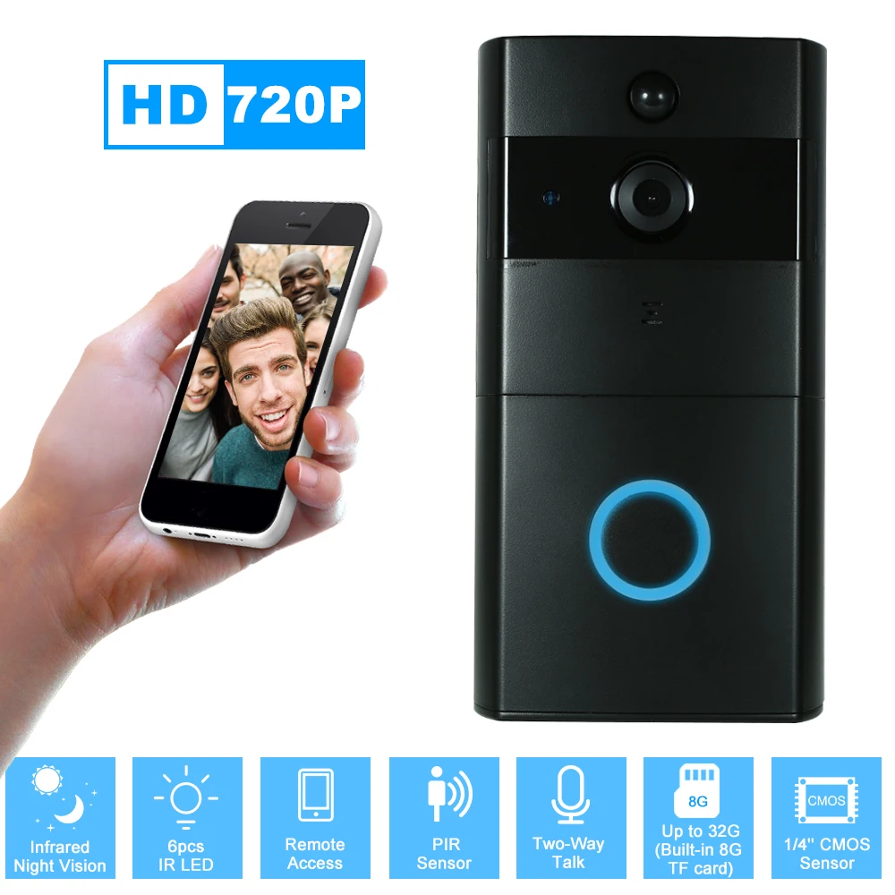 720P WiFi Visual Intercom Door Phone Support Infrared Night View PIR Phone APP Remote Control for Door Entry Access Control
720P WiFi Visual Intercom Door Phone Support Infrared Night View PIR Phone APP Remote Control for Door Entry Access Control