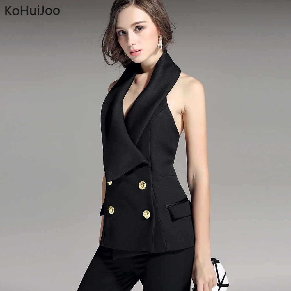 KoHuiJoo Summer Women Halter Vest Runway Fashion Designers Double Breasted Sexy Backless Sleeveless Jacket Waistcoat Plus Size
KoHuiJoo Summer Women Halter Vest Runway Fashion Designers Double Breasted Sexy Backless Sleeveless Jacket Waistcoat Plus Size