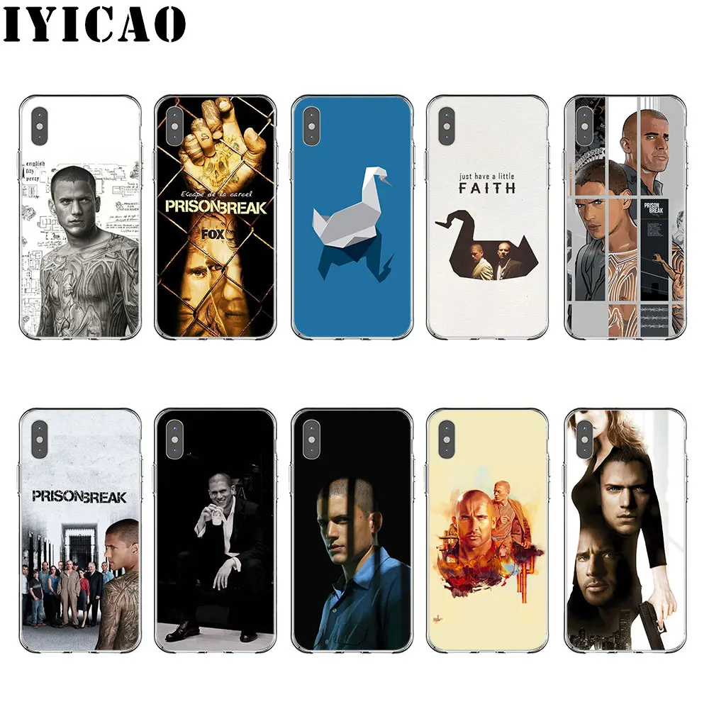 IYICAO тюремный перерыв жесткий прозрачный чехол для iPhone XR X XS Max 8 7 6 S плюс 5 5S 5C 4 4S