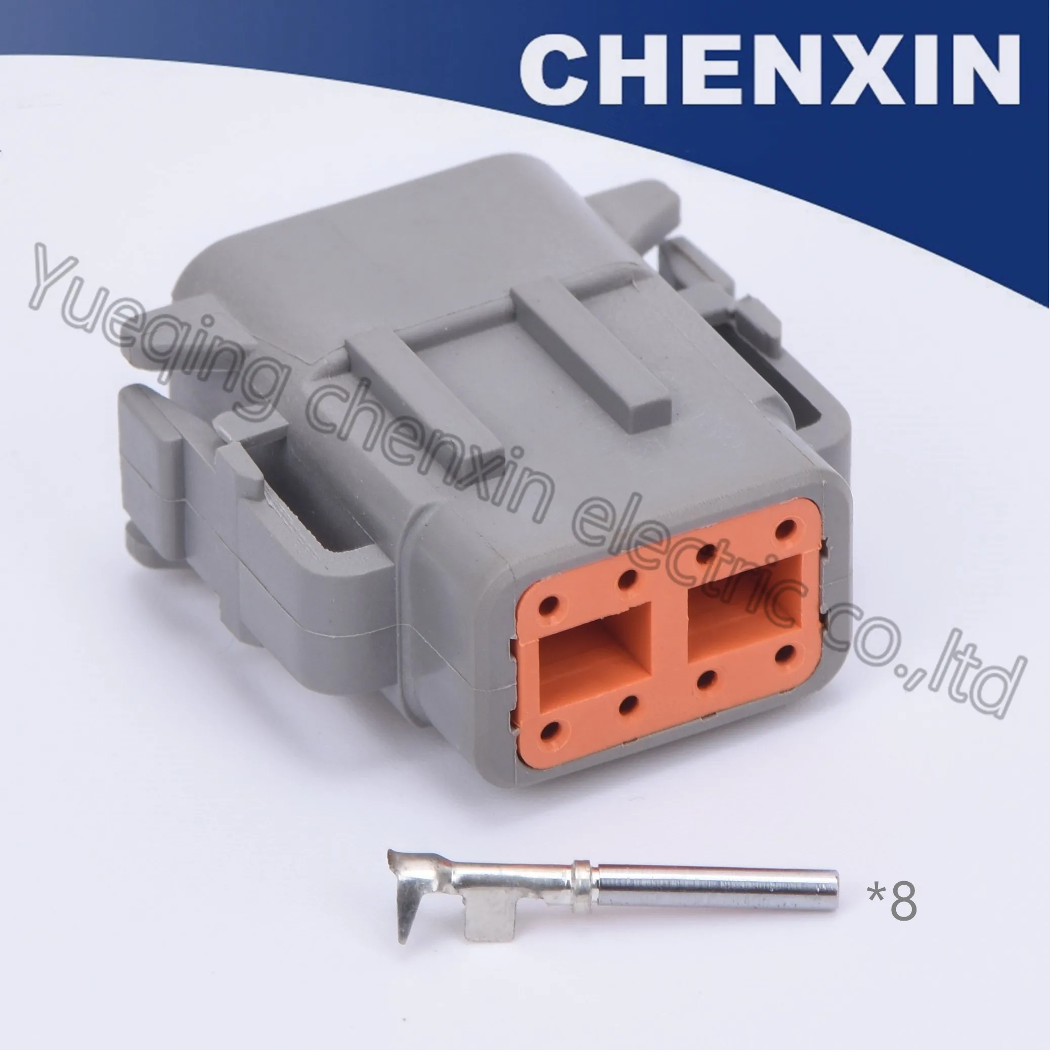 Grey 8 pin automotive waterproof auto connector 1.0 female with stamped crimping terminal DTM series DTM06-8P 20-24AWG
Grey 8 pin automotive waterproof auto connector 1.0 female with stamped crimping terminal DTM series DTM06-8P 20-24AWG