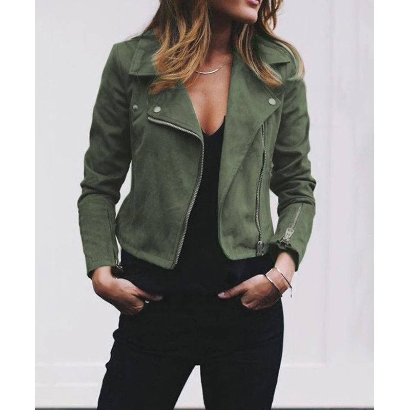 2018 New Women Jacket Coat PU Leather Zipper Long Sleeve Solid Slim Fashion Outwear Autumn 3 Style | Женская одежда