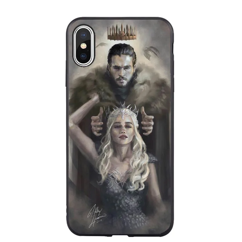 Game Of Throne Jon Snow Daenerys Dragon Black silicone Phone Case Cover For iPhone 5 5s SE 6 6SPlus 7 7Plus 8 Plus X XS MAX XR | Мобильные