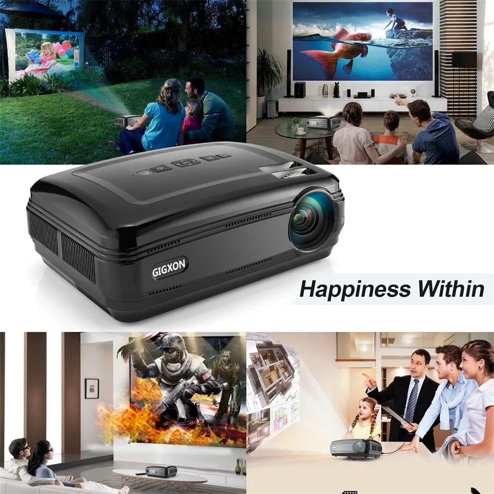 GIGXON HD 1080 P мультимедийный проектор LED домашний кинотеатр Кино VGA HDMI USB|Подвесные