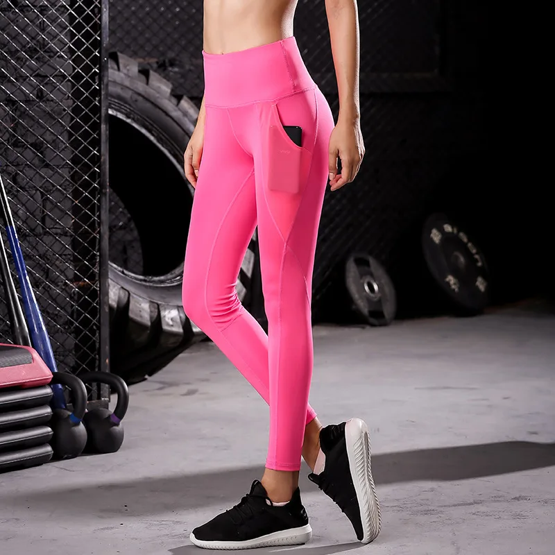 Women's Fitness Trousers Mesh Pockets Yoga Running Training Tight-fitting Stretch Quick-drying Sports | Спорт и развлечения