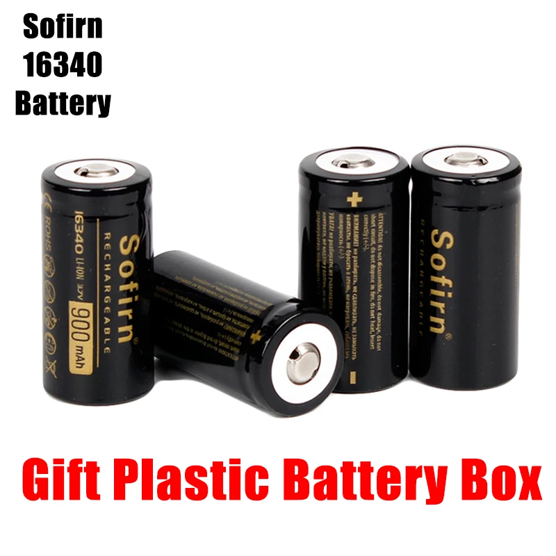 

Sofirn 3.7V 16340 900mah Rechargeable Battery Lithium Batteries HD Cell High Discharge Batteries for LED Flashlight