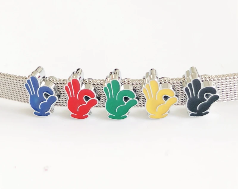 50PCS 8MM Enamel Mixed color OK Slide Charms Beads Fit 8mm Collar Belts Bracelets Wristband DIY Accessory | Украшения и