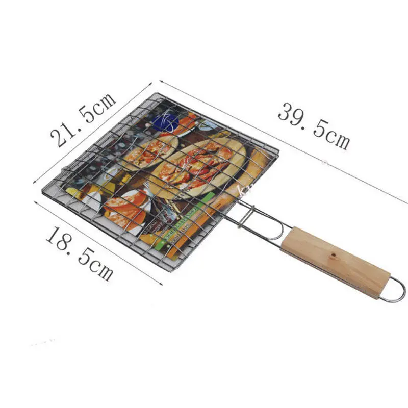1 шт. барбекю гриль сетка корзина инструмент для папок жаркое деревянная ручка|bbq