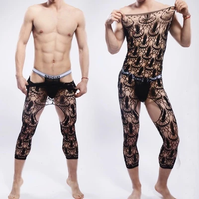 Sexy Men's Open-crotch Coveralls Stockings Men Socks Net Mesh Underwear Lace Flower Gay Fishnet Can be Tops Vest
Sexy Men's Open-crotch Coveralls Stockings Men Socks Net Mesh Underwear Lace Flower Gay Fishnet Can be Tops Vest