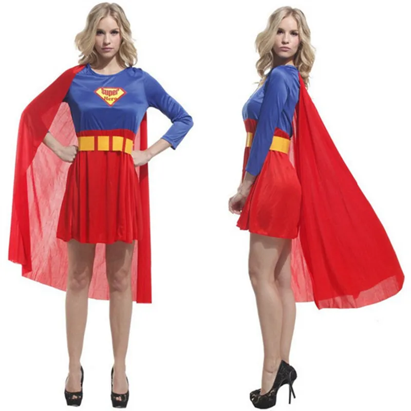 Superhero Women Supergirl Costume Adult with cloak Halloween clothing Classic party performance clothes
Superhero Women Supergirl Costume Adult with cloak Halloween clothing Classic party performance clothes