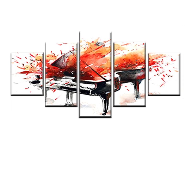 Modern nordic poster 5 pieces graffiti music piano canvas HD print abstract wall art picture living room decoration |