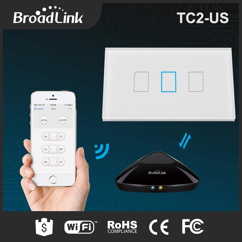 Broadlink TC2 Home Automation Original US Touching 3gang Panel WiFi Switch IOS Android Wireless Remote Light Controller 170-240V
Broadlink TC2 Home Automation Original US Touching 3gang Panel WiFi Switch IOS Android Wireless Remote Light Controller 170-240V