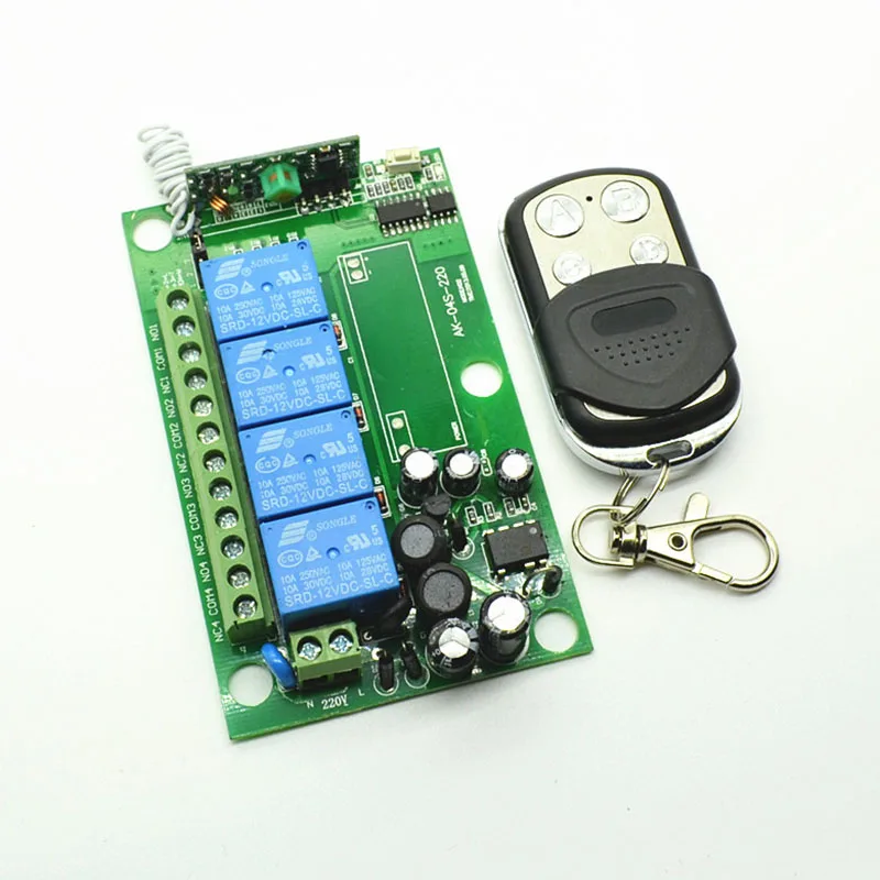 AC 85V-265V 110V 220V 4CH RF Wireless Remote Control System Radio Wireless Lighting Switch Learning Code Receiver Transmitter
AC 85V-265V 110V 220V 4CH RF Wireless Remote Control System Radio Wireless Lighting Switch Learning Code Receiver Transmitter