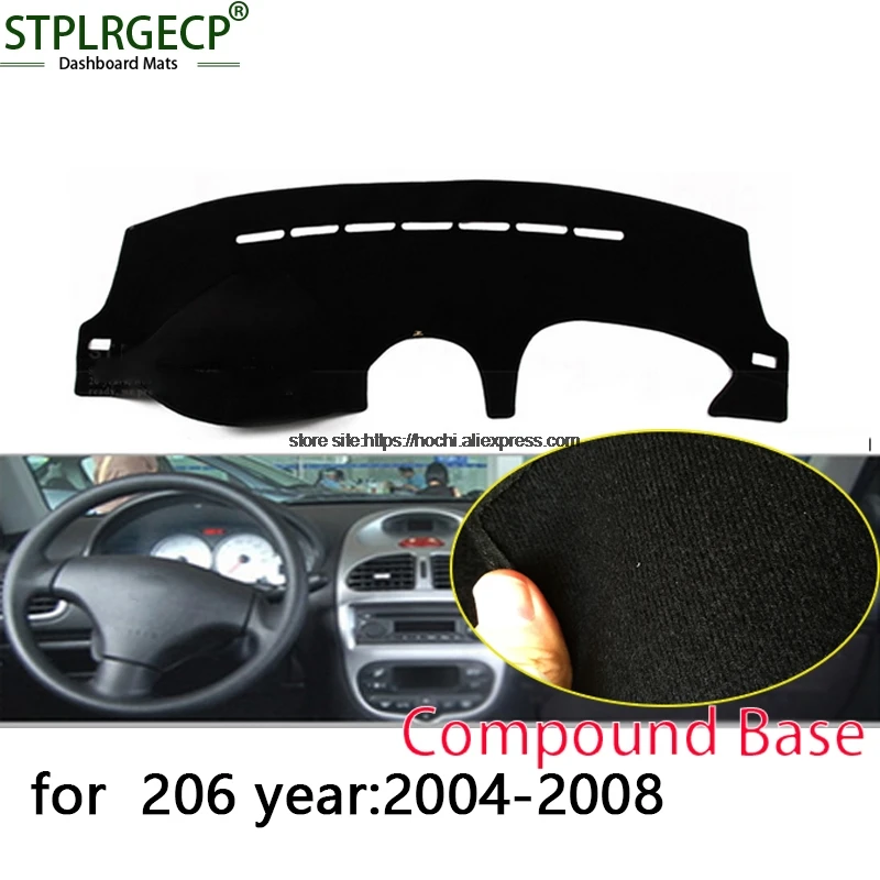 STPLRGECP двухслойный черный тире коврик для Пежо 206 2004 2008 Dashmat ковер приборной панели