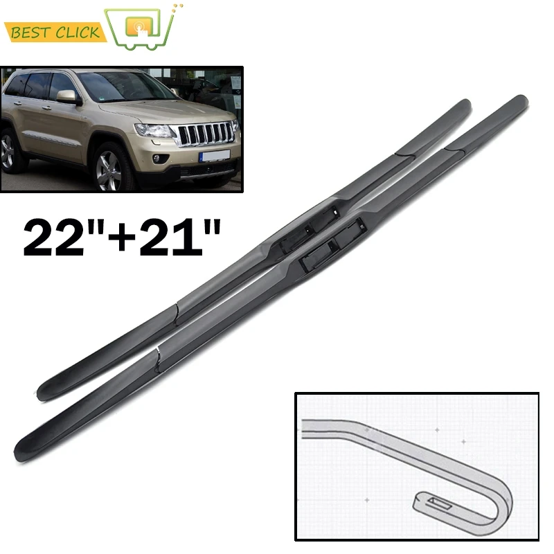 Лезвия стеклоочистителя для лобового стекла Misima Jeep Grand Cherokee 22 дюйма и 21 Fit Hook Arms 2011