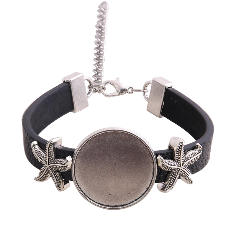 1pcs 6 Color PU Bracelet Silver Starfish Base Setting Cuff Blank Trays Brazel Fit 25mm Glass Cameo Dome Cabochon DIY Jewelry
1pcs 6 Color PU Bracelet Silver Starfish Base Setting Cuff Blank Trays Brazel Fit 25mm Glass Cameo Dome Cabochon DIY Jewelry
