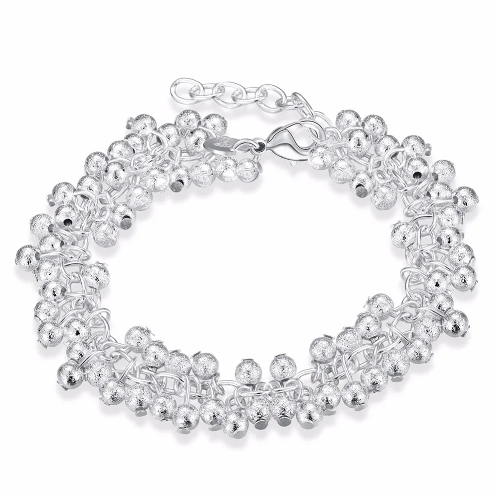 Lekani Women's Fine Jewelry 925 stamp silver color 19cm Chains Sand Light Beads Grape Charms Bracelet Bangle Pulseiras De Prata
Lekani Women's Fine Jewelry 925 stamp silver color 19cm Chains Sand Light Beads Grape Charms Bracelet Bangle Pulseiras De Prata