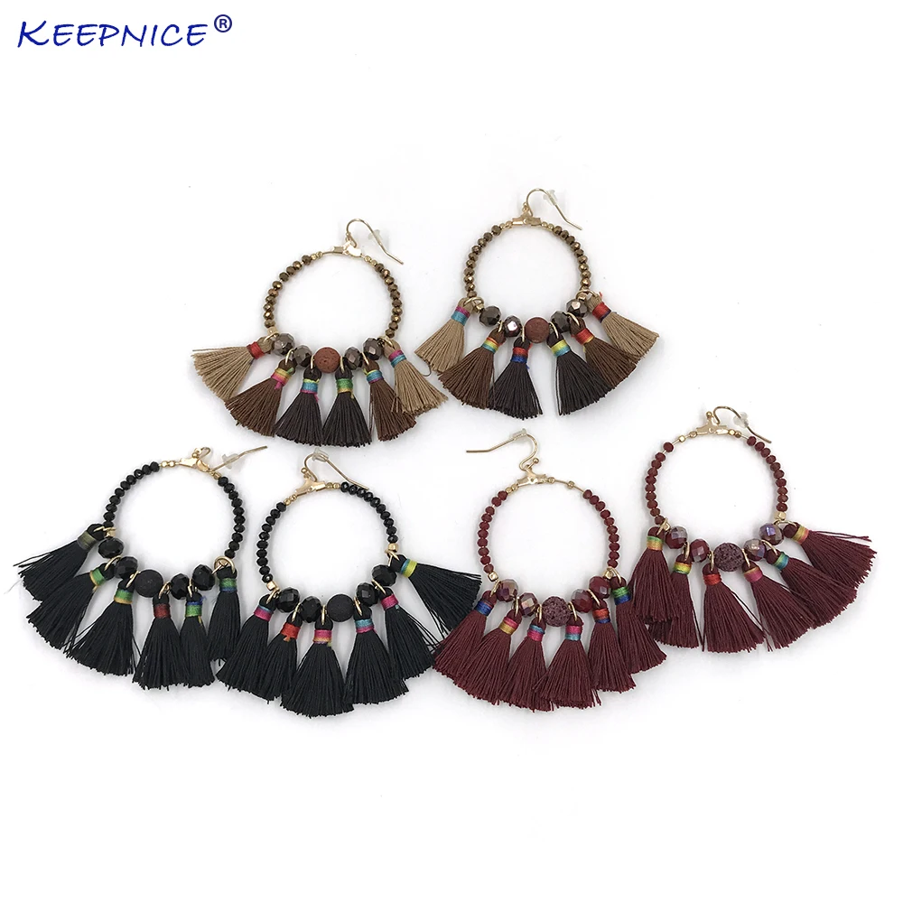 New Handmade Dangle Earrings With Colorful Cotton Tassel Charm Summer Style Earrings For Women
New Handmade Dangle Earrings With Colorful Cotton Tassel Charm Summer Style Earrings For Women