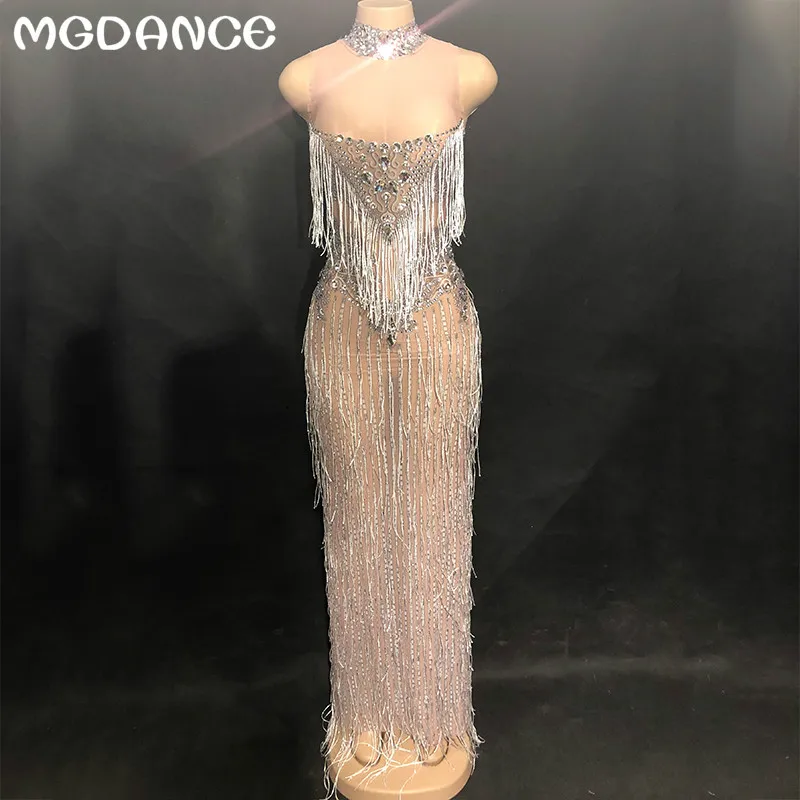 Women Sexy Nightclub Stage Tassel Dress Net Yarn Full Sparkling Crystals Dress Fashion Show Nightclub Party dance wear women
Women Sexy Nightclub Stage Tassel Dress Net Yarn Full Sparkling Crystals Dress Fashion Show Nightclub Party dance wear women