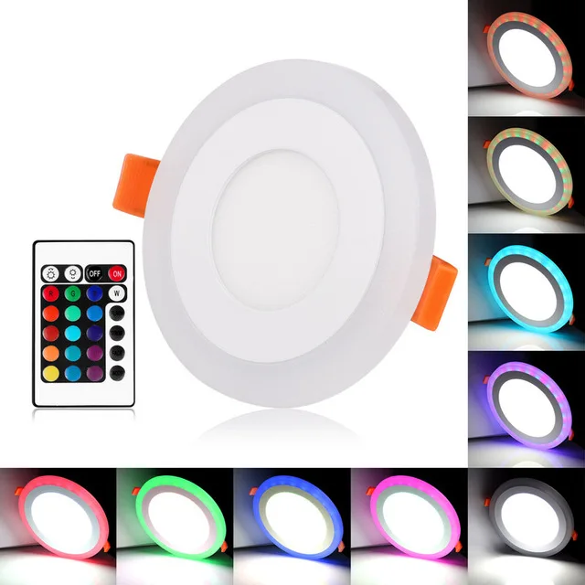 Белый + RGB светодиодный панельный светильник 6 Вт/9 Вт/18 Вт/24 Вт встраиваемый