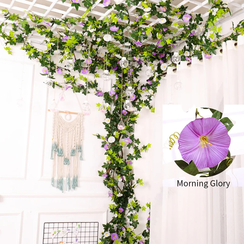 138cm Fake Morning glory Flowers String Tree Artificial Flowers Vine Silk Plants Leaf Wedding Background Wall Hanging Decoration
138cm Fake Morning glory Flowers String Tree Artificial Flowers Vine Silk Plants Leaf Wedding Background Wall Hanging Decoration