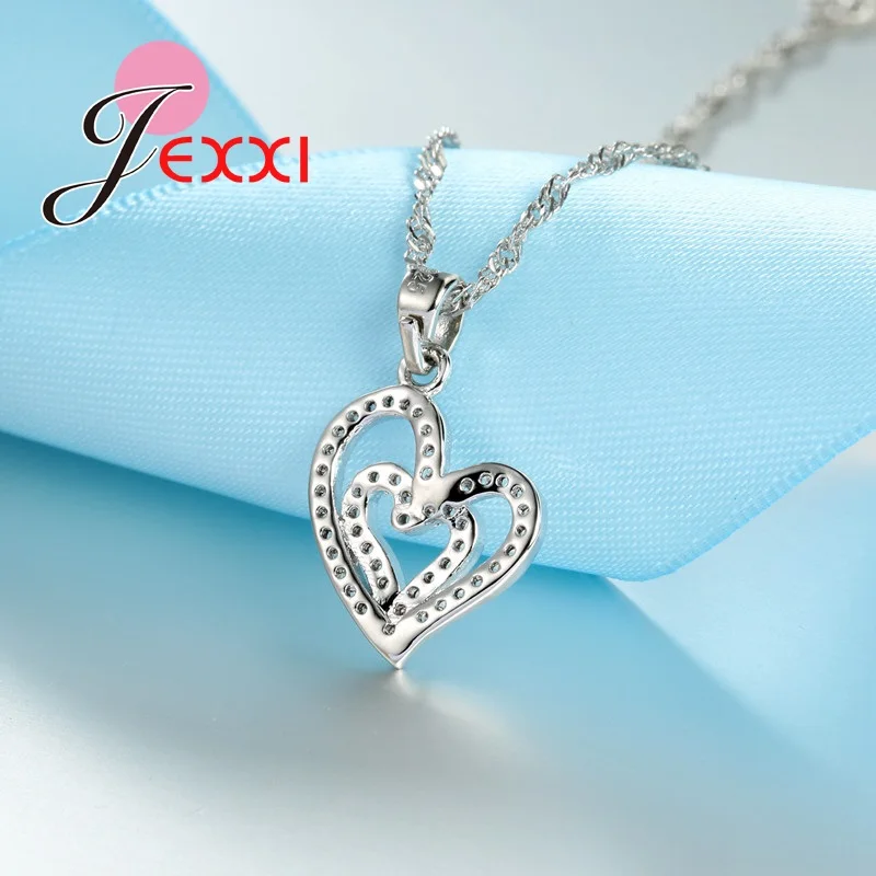 Heart In Heart 925 Sterling Silver Jewelry Set For Women Crystal Earrings And Necklace For Anniversary Engagement Party
Heart In Heart 925 Sterling Silver Jewelry Set For Women Crystal Earrings And Necklace For Anniversary Engagement Party