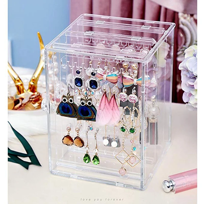 3 Vertical Drawer Earring Holder Jewelry Storage Box Transparent Display Jewellery Stand Cases | Украшения и аксессуары