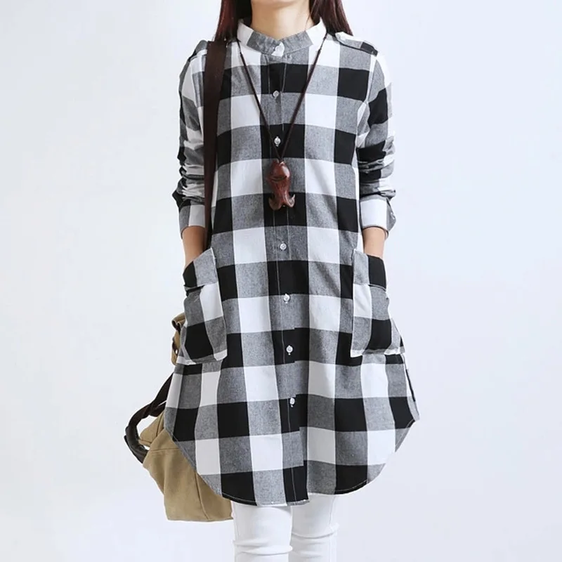 Fashion New Autumn Plaid Blouse Plus Size 3XL Elegant Women Tops Casual Cotton Linen Blouses Vintage Ladies Shirts Blusas AB340
Fashion New Autumn Plaid Blouse Plus Size 3XL Elegant Women Tops Casual Cotton Linen Blouses Vintage Ladies Shirts Blusas AB340