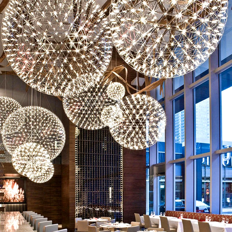 Modern led Pendant Lamps Restaurant Stainless Steel Ball Chandelier Lighting Firework Fixture for Mall Home Living Room
Modern led Pendant Lamps Restaurant Stainless Steel Ball Chandelier Lighting Firework Fixture for Mall Home Living Room