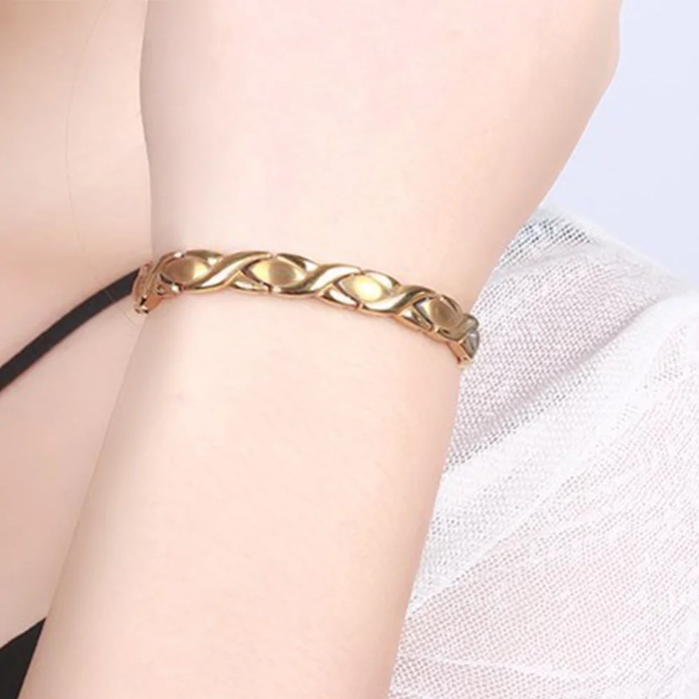 JHSL High Quality Women Stainless Steel Healthy Magnetic Stone Bracelets Gold Color IP Plating
JHSL High Quality Women Stainless Steel Healthy Magnetic Stone Bracelets Gold Color IP Plating
