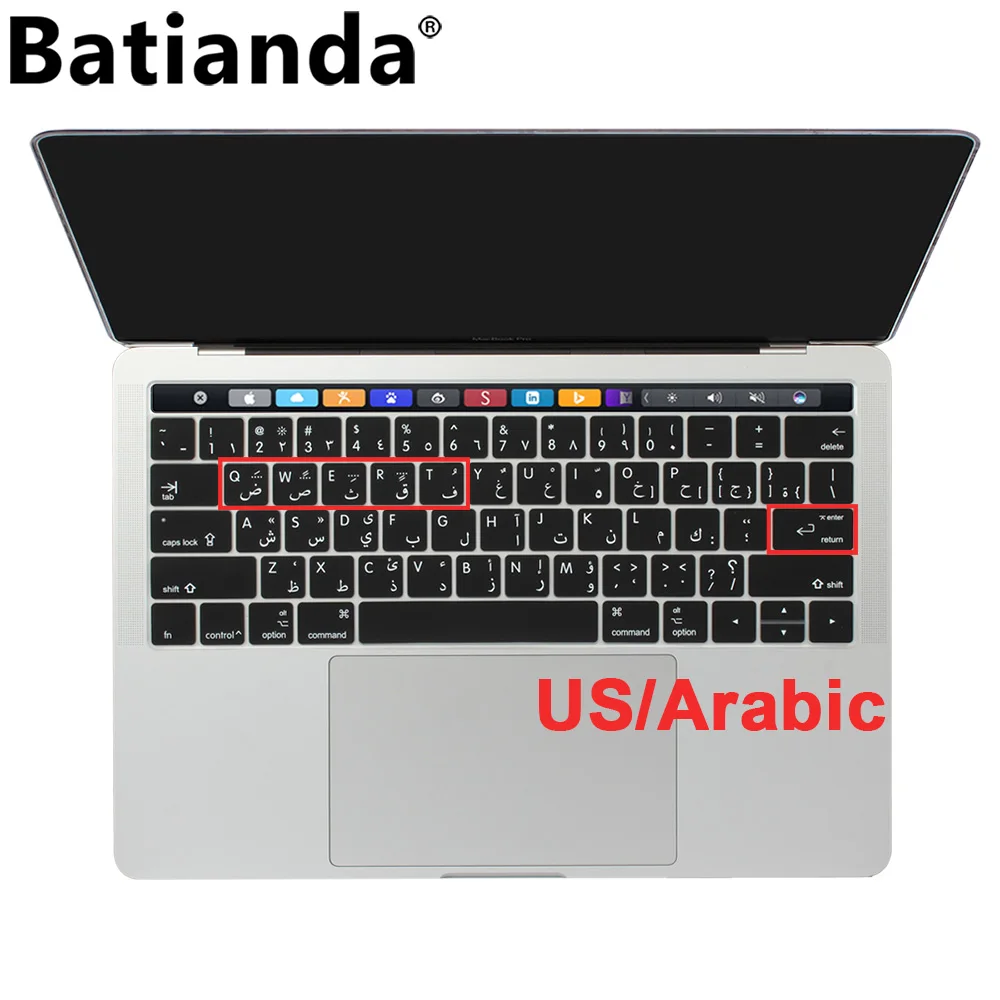 Arabic / English Silicone Keyboard Skin Cover Protector for 2016 2017 2018 2019 MacBook Pro 13" 15" With Touch Bar-US EU Layout
Arabic / English Silicone Keyboard Skin Cover Protector for 2016 2017 2018 2019 MacBook Pro 13" 15" With Touch Bar-US EU Layout