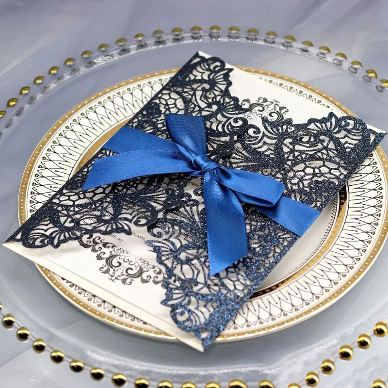 10pcs/set Laser Cut Glitter Lace Wedding Invitation Cards With Bow Ribbon Envelopes For Bridal Shower Engagement Birthday
10pcs/set Laser Cut Glitter Lace Wedding Invitation Cards With Bow Ribbon Envelopes For Bridal Shower Engagement Birthday