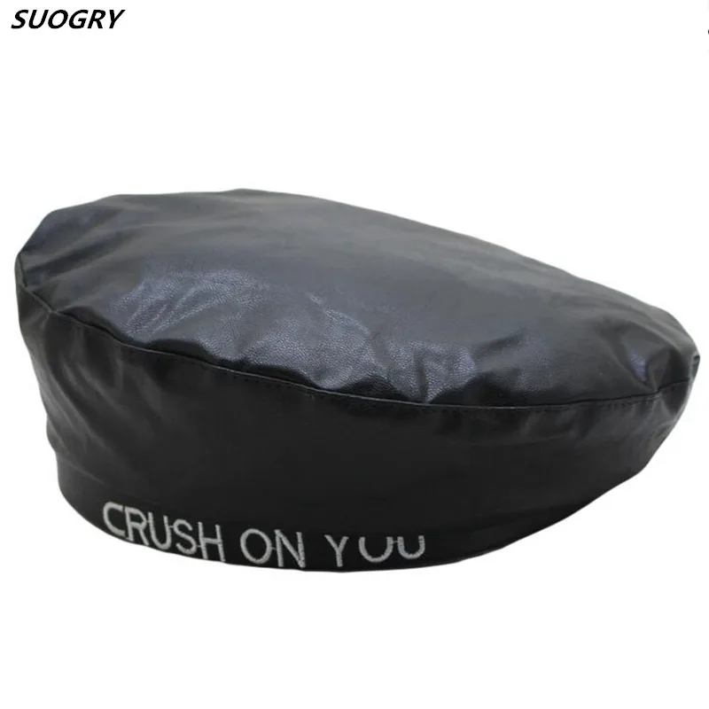 Leather Beret Women Black Pu Leather Flat Cap Hat Letters Female Beret Painter Cap Ladies Boina Feminina Gorras Winter Hats
Leather Beret Women Black Pu Leather Flat Cap Hat Letters Female Beret Painter Cap Ladies Boina Feminina Gorras Winter Hats
