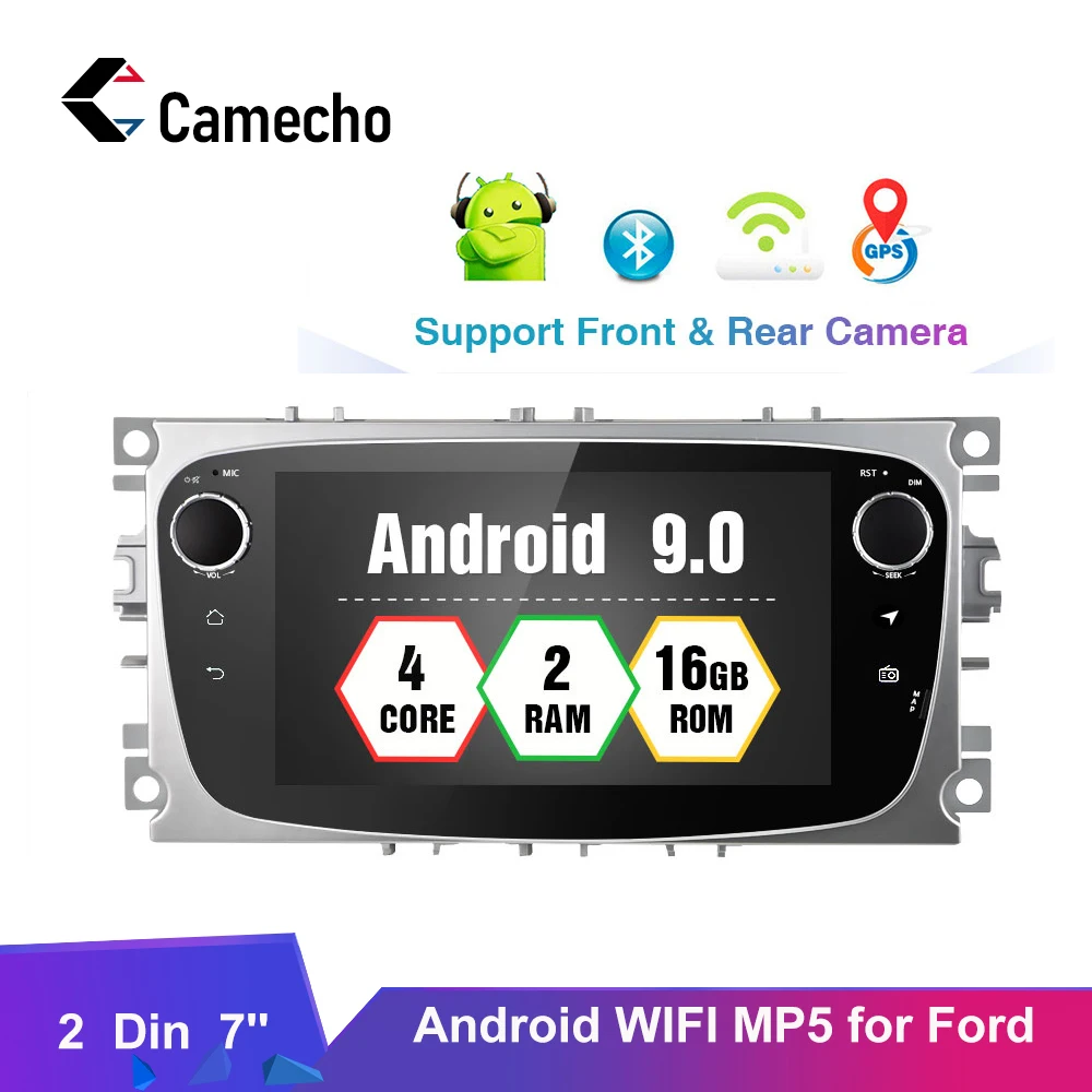 Фото Автомобильный мультимедийный DVD плеер Camecho Android 9 0 2 Din GPS Авторадио для Ford Focus Mondeo Kuga