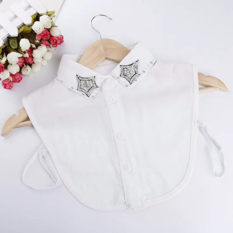 Women Retro Crystal Shirt Chiffon Fake Collar Tie Rhinestone Bead Flower Cute Peter Pan Lapel False Detachable Collar Blouse Top
Women Retro Crystal Shirt Chiffon Fake Collar Tie Rhinestone Bead Flower Cute Peter Pan Lapel False Detachable Collar Blouse Top