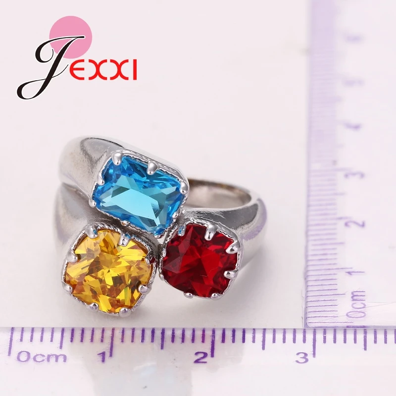 Design Fashion Brand 925 Sterling Silver Rings Three Crystal Stone Women Wedding Engagement Party Rings
Design Fashion Brand 925 Sterling Silver Rings Three Crystal Stone Women Wedding Engagement Party Rings