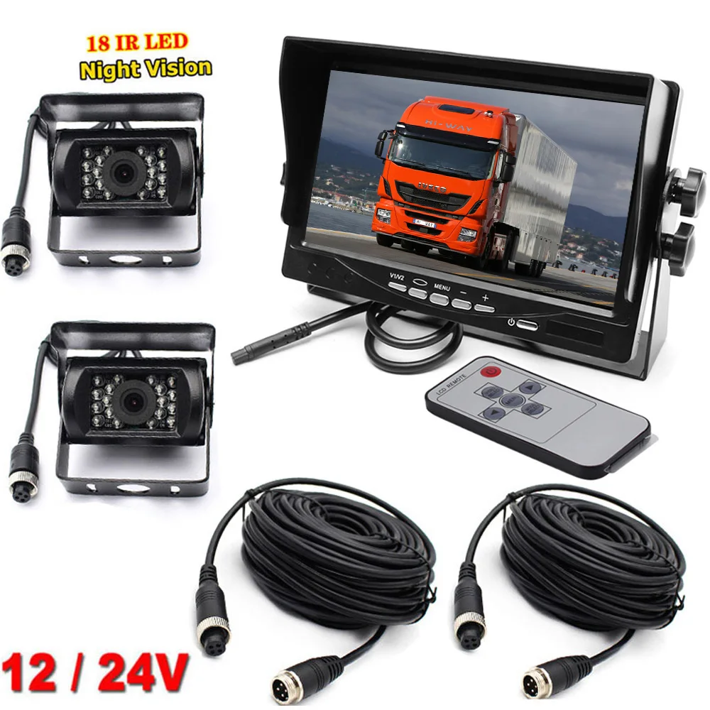 12 V 24 7 "TFT LCD HD 800x480 автомобильный монитор + 2x 4Pin RV грузовик прицеп автобус 18