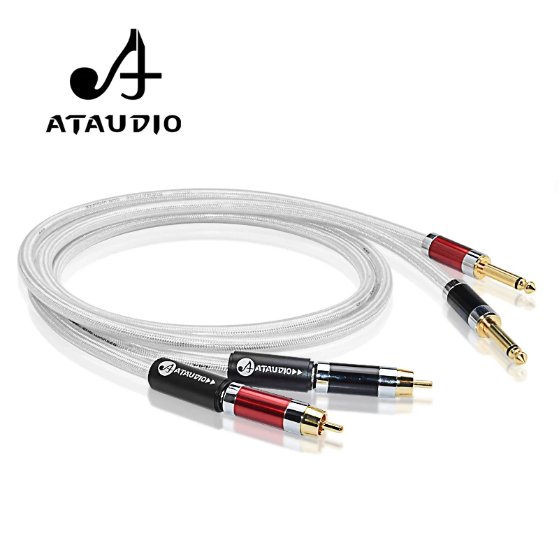 Кабель ATAUDIO Hifi 6 35 мм на RCA высококачественный медный и посеребренный двойной