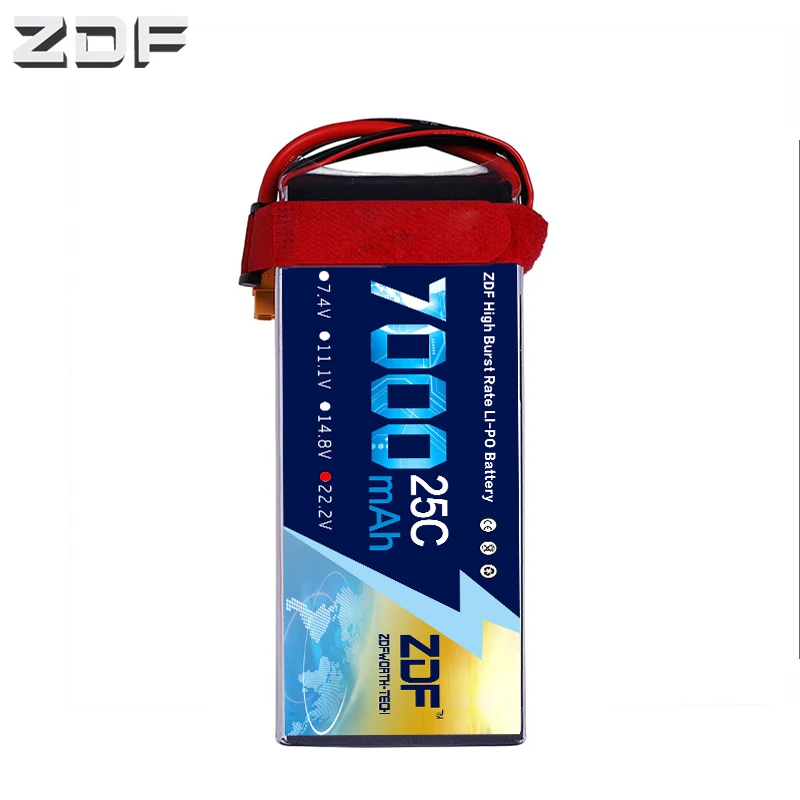 

ZDF Good Quality 22.2V 7000mAh 6S Lipo Battery 25C Max 50C for RC Airplane Helicopter Quadrotor AKKU car truck boat