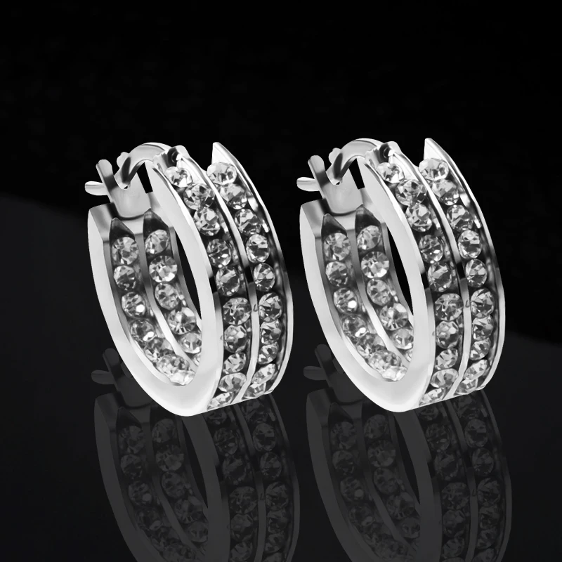QIANBEI New High Quality 2Rows Round Crystal Stud Earrings Rhinestone 316L Stainless Steel Earrings For Women Jewelry
QIANBEI New High Quality 2Rows Round Crystal Stud Earrings Rhinestone 316L Stainless Steel Earrings For Women Jewelry