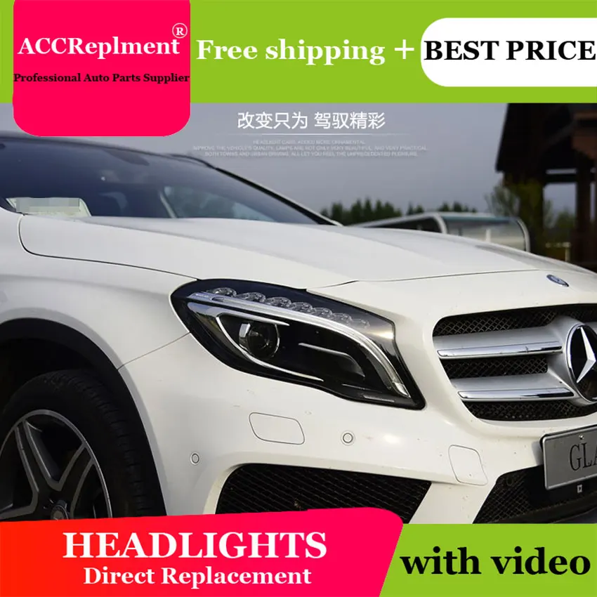car styling For BENZ GLA headlights U angel eyes 2015-2018 For BENZ GLA LED light bar Q5 bi xenon lens LED Bulb projector
car styling For BENZ GLA headlights U angel eyes 2015-2018 For BENZ GLA LED light bar Q5 bi xenon lens LED Bulb projector