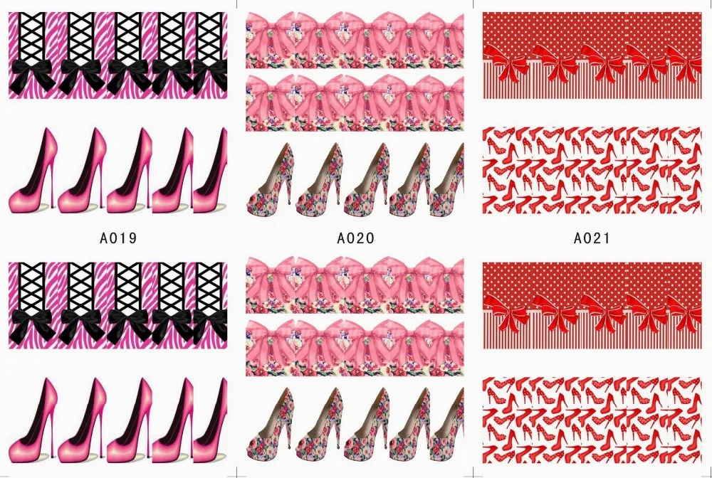 3 SHEETS / LOT Nail Art Water Transfers Stickers Nail Decals Stickers HIGH HEEL SHOES BOW TIE DRESS A019-021
3 SHEETS / LOT Nail Art Water Transfers Stickers Nail Decals Stickers HIGH HEEL SHOES BOW TIE DRESS A019-021