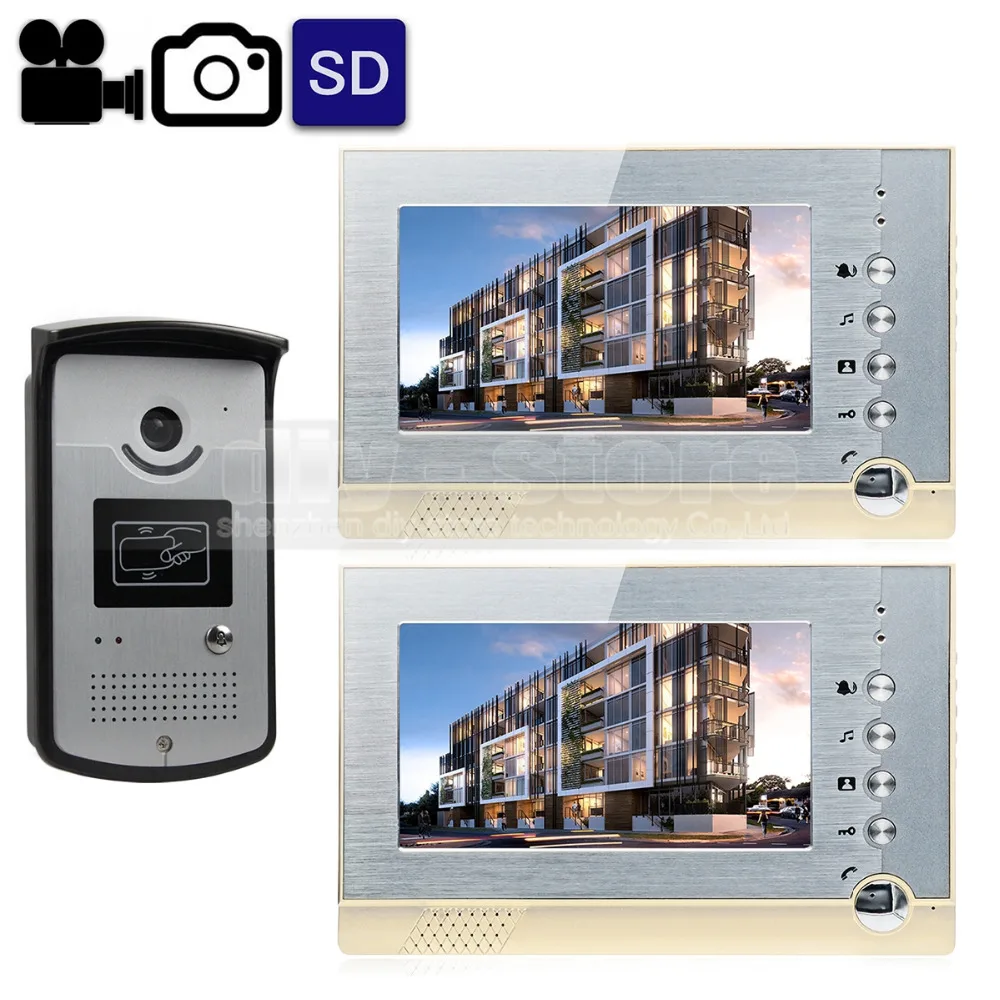 DIYSECUR Video Record / Photograph 7 inch Wired Video Door Phone Intercom Home Security System RFID Camera LED Night Vision 1V2
DIYSECUR Video Record / Photograph 7 inch Wired Video Door Phone Intercom Home Security System RFID Camera LED Night Vision 1V2