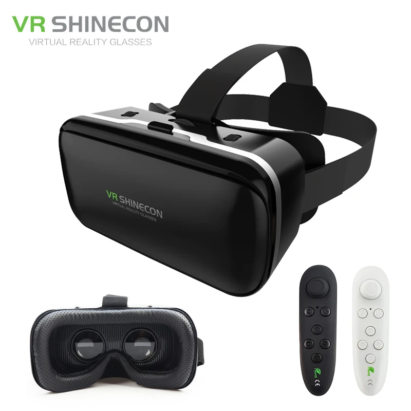 

New! VR Shinecon 6.0 Leather Big Lenses Virtual Reality Google Cardboard Helmet 3D Glasses Mobile Headset for Iphone 4.7-6'Phone