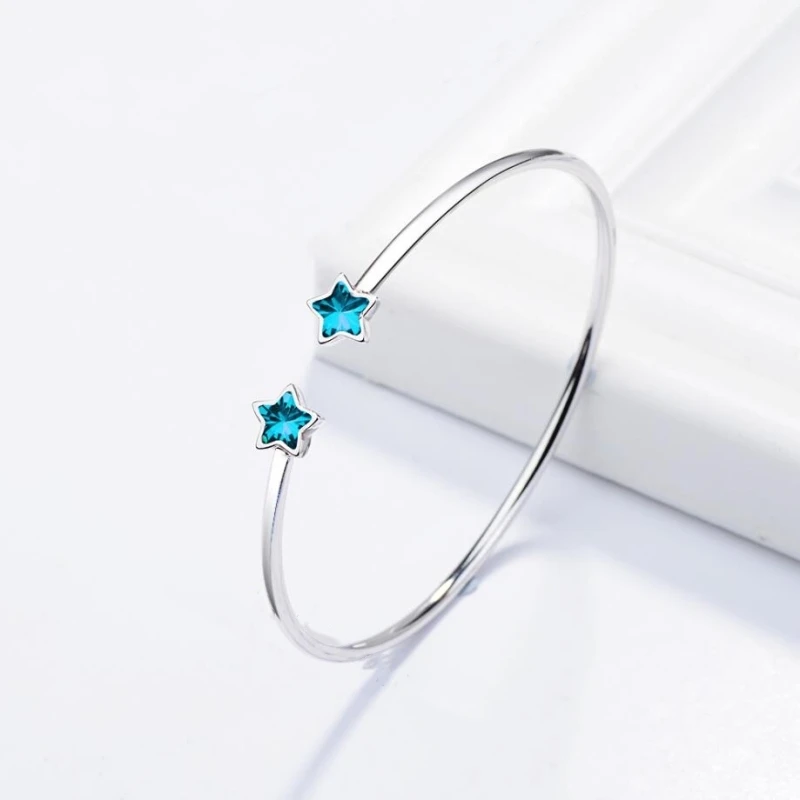 Sole Memory Azure Star River Five-pointed Star Blue Tide Silver Color Female Literary Resizable Bangles SBR101
Sole Memory Azure Star River Five-pointed Star Blue Tide Silver Color Female Literary Resizable Bangles SBR101