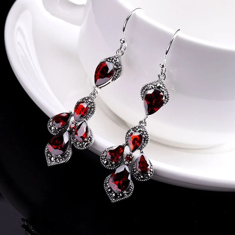 100%925 sterling silver jewelry earring water droplets women's eardrop of pomegranate red
100%925 sterling silver jewelry earring water droplets women's eardrop of pomegranate red