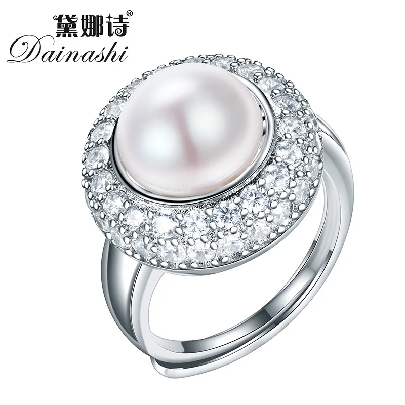 Dainashi 10-10.5mm Natural Freshwater Pearl Ring Women 925 Sterling Silver fashion Zircon Ring High Jewelry Gift for Mother Hot
Dainashi 10-10.5mm Natural Freshwater Pearl Ring Women 925 Sterling Silver fashion Zircon Ring High Jewelry Gift for Mother Hot