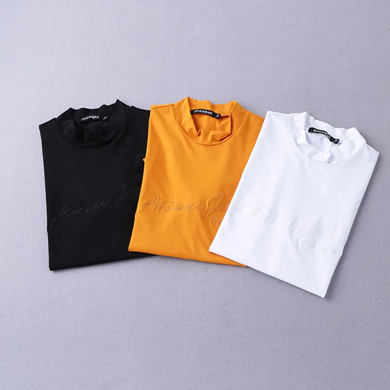 2019 Autumn New Fashion Men T-shirts Half Turtleneck Solid Short Sleeve Orange Tees Big Yards 4XL 5XL White Black #505
2019 Autumn New Fashion Men T-shirts Half Turtleneck Solid Short Sleeve Orange Tees Big Yards 4XL 5XL White Black #505