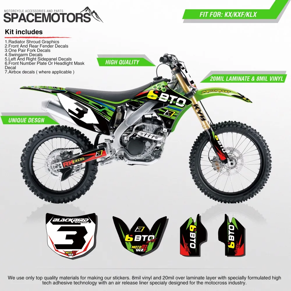 Двухслойная наклейка для мотоцикла KX KLX KXF 85 100 250 450 cc 2004...2016 эндуро фмх