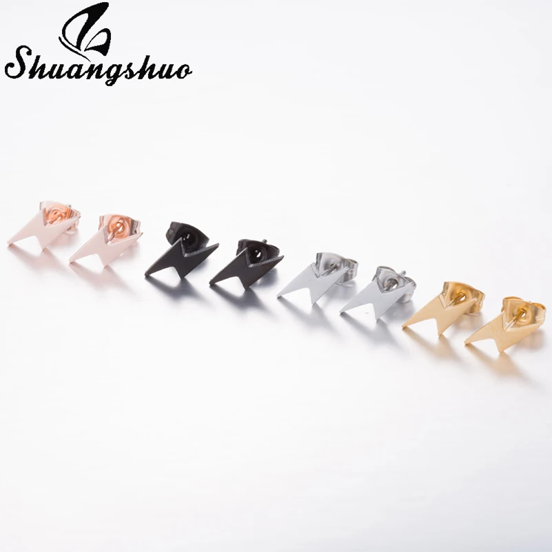 Shuangshuo New Ladies Minimalist Bolt Earrings Lighting for Women Accessories Geometric Stainless Steel Jewelry | Украшения и