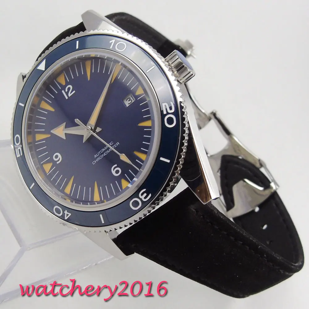 Newest Hot top brand 41mm Debert blue dial ceramic bezel Date mens watches Automatic movement Mechanical Men's Wristwatches
Newest Hot top brand 41mm Debert blue dial ceramic bezel Date mens watches Automatic movement Mechanical Men's Wristwatches